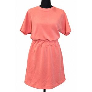 Spanx AirEssentials Short Sleeve Cinched Waist Dress XS Coral Modal Athleisure